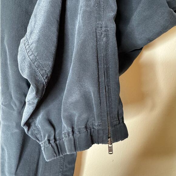 Eileen Fisher Medium Black Washable Silk Crepe Zip Cuff Joggers Pant - Picture 7 of 11